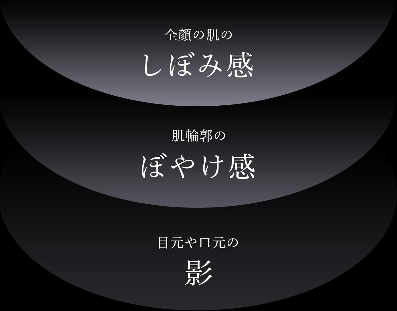 全顔の肌のしぼみ感 肌輪郭のぼやけ感 目元や口元の影