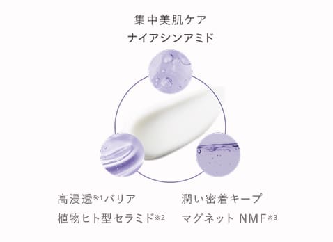 集中美肌ケア ナイアシンアミド 高浸透※1バリア 植物ヒト型セラミド※2 潤い密着キープ マグネットNMF※3